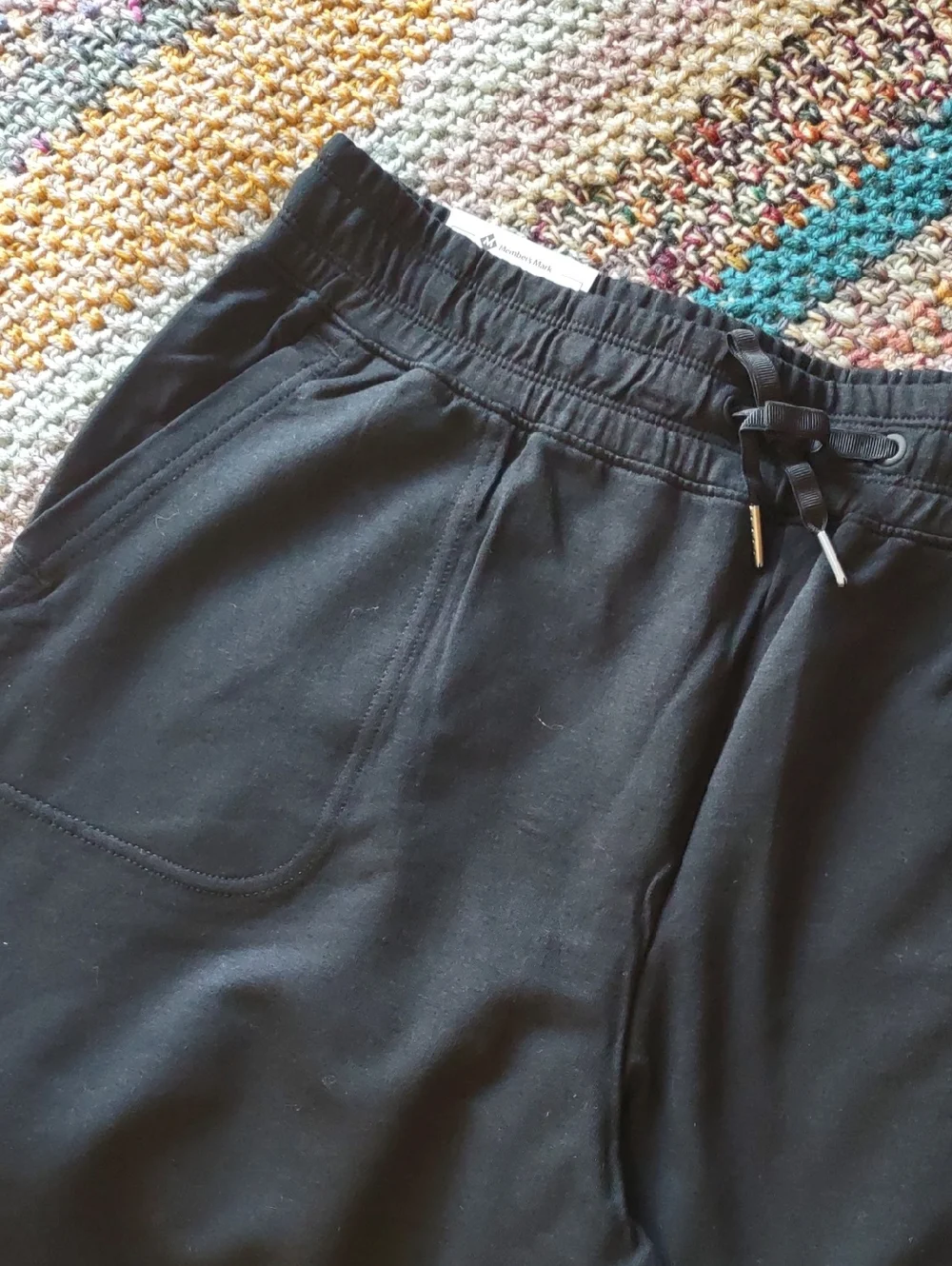 NWT Member's Mark French Terry Crop Capri Pants Size L Large Black - Picture 6 of 6